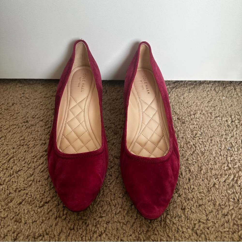 Cole Haan Kathryn Magenta Purple Suede Wedges - Picture 3 of 11